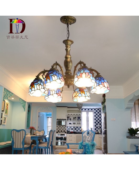 Tiffany Bedroom New Pendant Wholesale Mediterranean Bedroom Pendant Zinc Alloy Iron Art Glass Living Room Lamp Special Offer