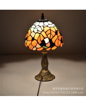 Baohua Tiffany Colored Glass Lighting Mediterranean Lighting Bedroom Bar Restaurant Coffee Shop Desk Lamp Available in Multiple Varieties