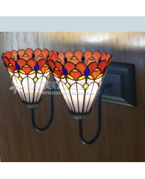 Manufacturer wholesale Tiffany colored glass staircase lights supply bathroom LED mirror front Tiffany wall lights promotion