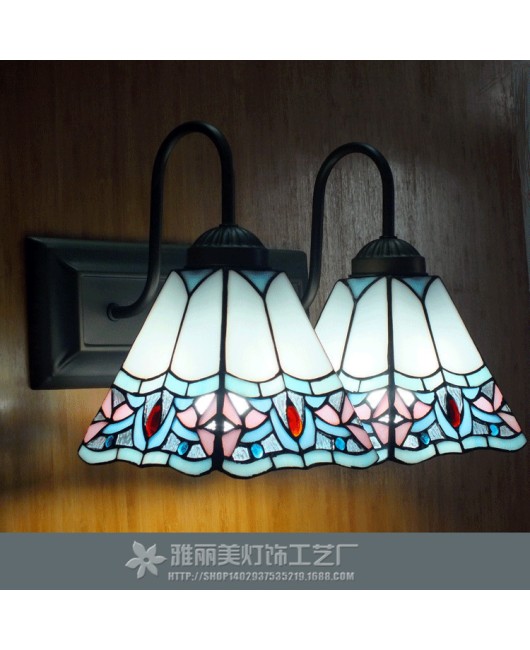 Manufacturer wholesale Tiffany colored glass staircase lights supply bathroom LED mirror front Tiffany wall lights promotion