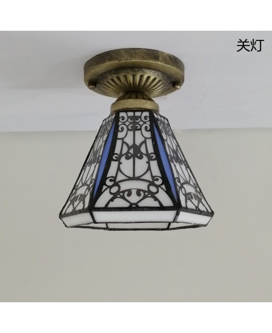 Baohua Tiffany Glass Lighting Ceiling Light Bedroom Balcony Corridor Entrance Corridor Bathroom European Special Offer