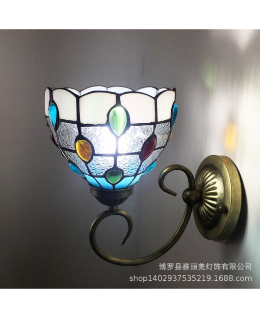 Baohua Tiffany Modern Simple Color Wall Light Bedroom Bedlight Corridor European Living Room Background Wall Light Fixture