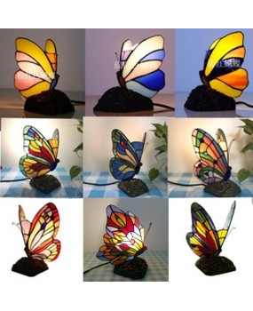 European and American style colored glass cartoon butterfly night light bedroom children's room bedside cute small table lamp gift lighting