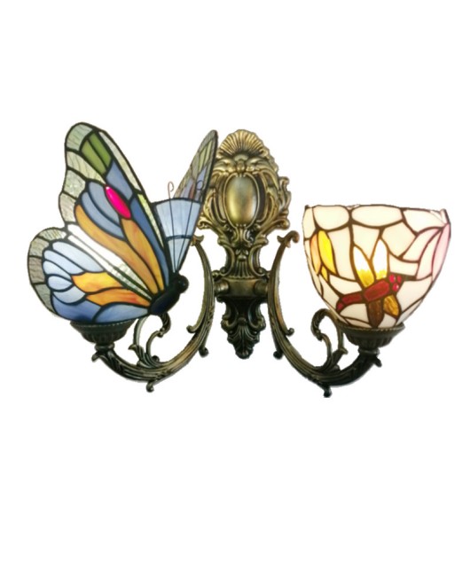 Baohua Tiffany Colored Glass Mediterranean Balcony Corridor Hotel Guest Dining Room Bedroom Bar Smart Wall Light