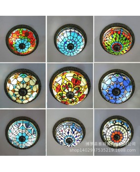 Tiffany ceiling light Mediterranean minimalist European decoration living room bedroom LED corridor balcony cloakroom round