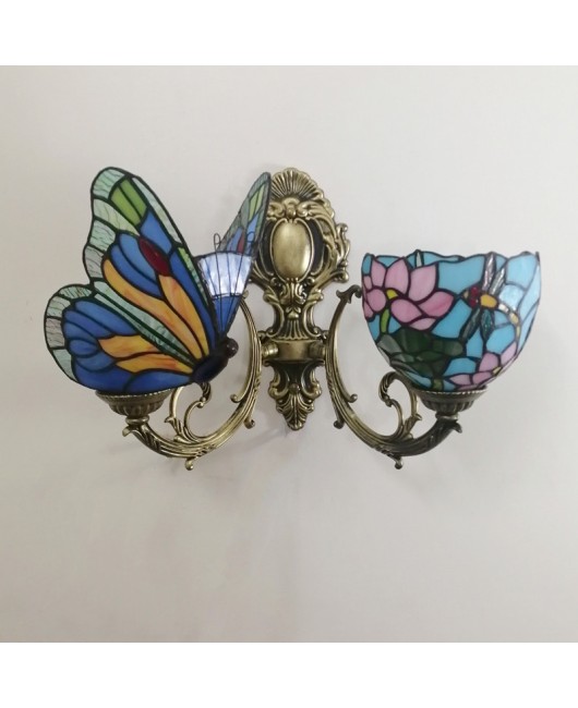 Baohua Tiffany Colored Glass Mediterranean Balcony Corridor Hotel Guest Dining Room Bedroom Bar Smart Wall Light