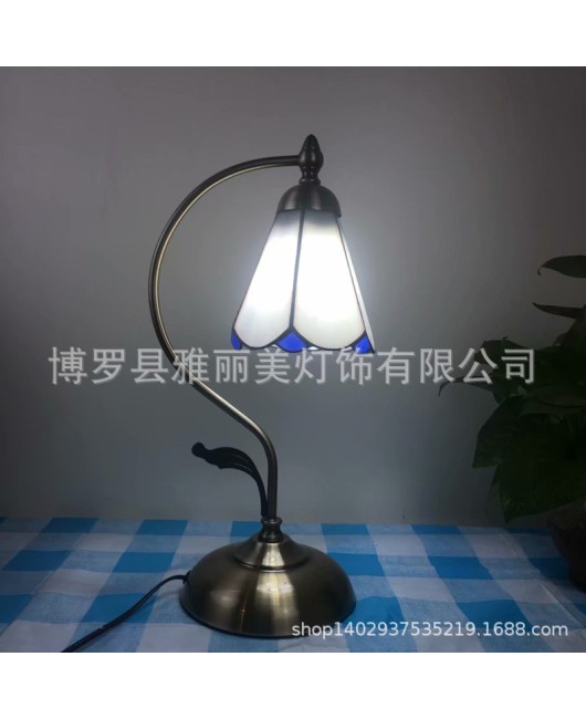 Baohua Cross border Creative Eye Protection Reading Desk Lamp Mediterranean Countryside Student Flower and Bird Desk Lamp Bedroom Bedhead Nightlight