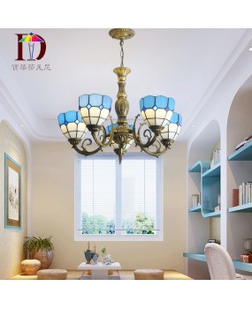 Blue Mediterranean style pendant light, customized for Tiffany Hotel, non-standard engineering hall, living room lighting fixtures