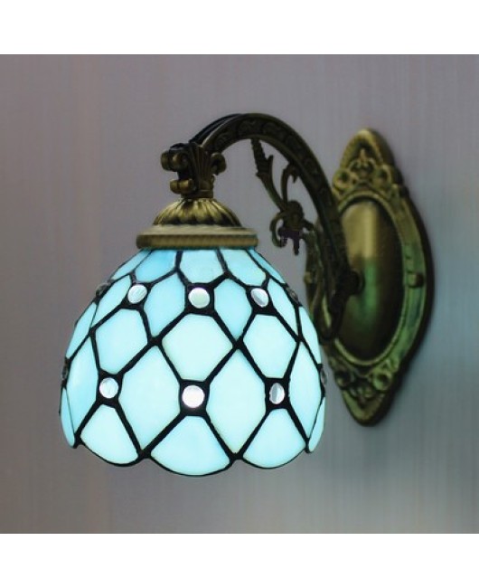 Baohua Tiffany European Mediterranean minimalist home living room bedroom bedside balcony wall lamp mirror headlight bedside lamp