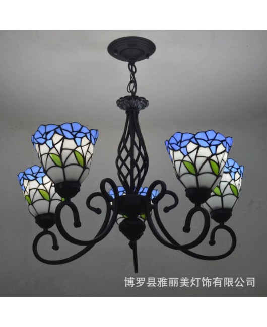 Baohua Tiffany Rural Resumption of Work European style Atmospheric Living Room Pendant Light Bedroom Dining Room Study Pendant Light Iron Home Decoration Light