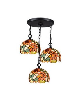 Manufacturer wholesale special price sunflower pendant light, colored glass countryside lighting, living room bedroom hotel light, 5-head pendant light