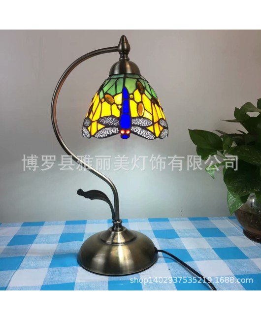 Baohua Cross border Creative Eye Protection Reading Desk Lamp Mediterranean Countryside Student Flower and Bird Desk Lamp Bedroom Bedhead Nightlight