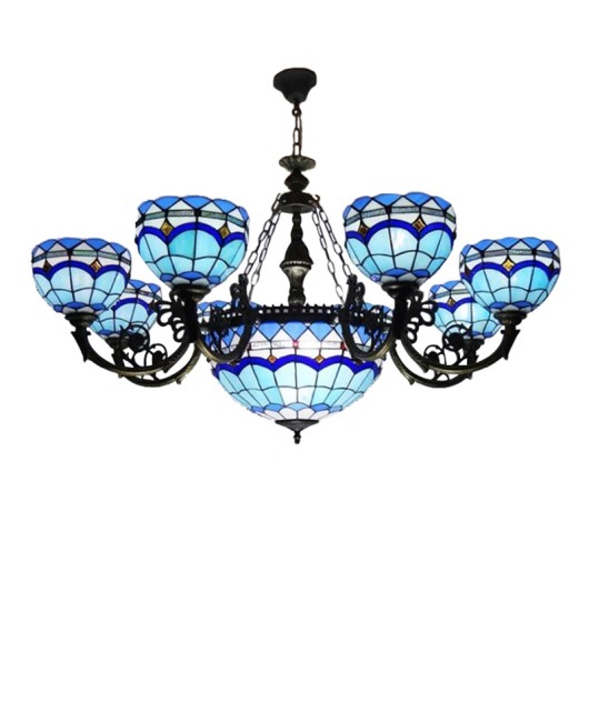 Chandelier Wholesale: Baohua Tiffany Glass Mediterranean Multi story Multi head Duplex Hotel Restaurant Clubhouse Chandelier