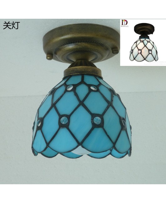 Baohua Tiffany Glass Lighting Ceiling Light Bedroom Balcony Corridor Entrance Corridor Bathroom European Special Offer