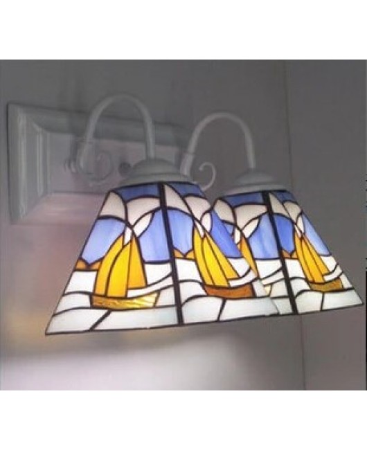 Tiffany glass mirror headlights Mediterranean living room bedroom sailboat wall lights Bed lights LED wholesale one piece dropshipping