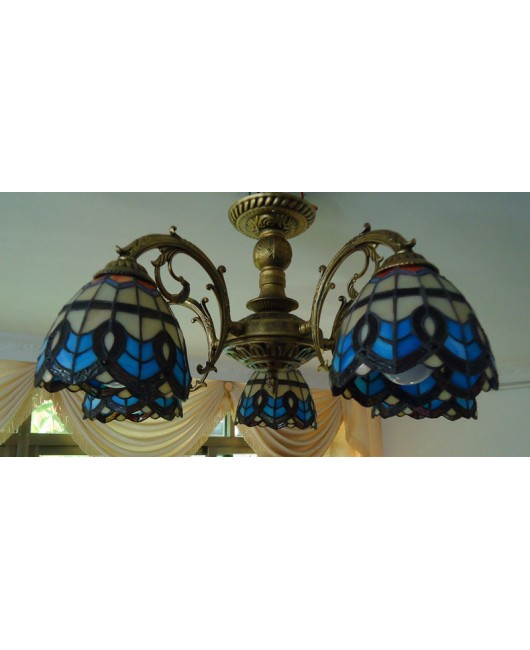 Baohua Tiffany European style home decoration multi head living room commodity house multi head bedroom ceiling lamp European style wrought iron glass lamp