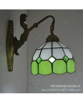 Special Offer Tiffany Colored Glass Lighting Mediterranean European Simple Lighting Bedroom Bedhead Zipper Switch Wall Light