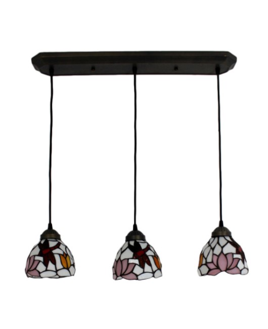 Lighting manufacturer direct sales Tiffany glass creative three headed dining pendant light, one piece dropshipping European hotel restaurant pendant light