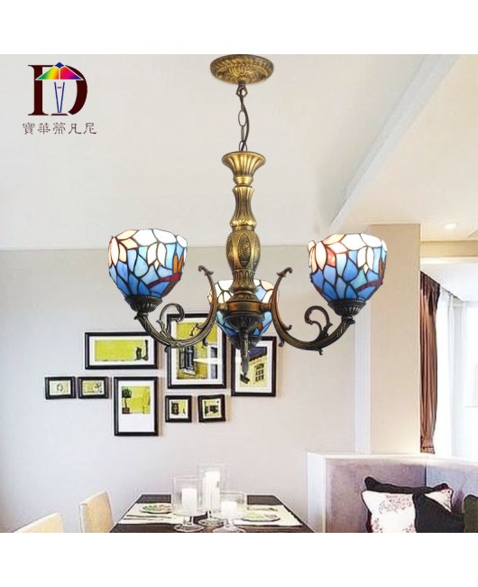 Tiffany Bedroom New Pendant Wholesale Mediterranean Bedroom Pendant Zinc Alloy Iron Art Glass Living Room Lamp Special Offer