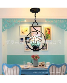 Wholesale of lighting fixtures, colored glass, European style corridor chandelier supply, Tiffany Hotel single head restaurant artistic chandelier supply