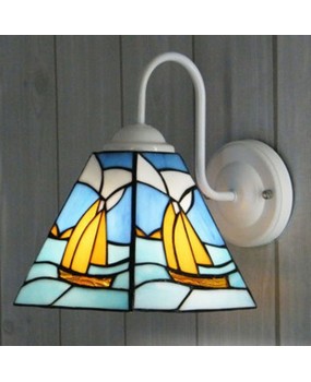 Tiffany glass mirror headlights Mediterranean living room bedroom sailboat wall lights Bed lights LED wholesale one piece dropshipping