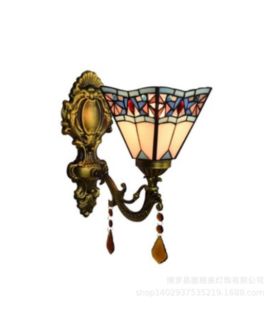 Manufacturer wholesale Tiffany colored glass staircase lights supply bathroom LED mirror front Tiffany wall lights promotion