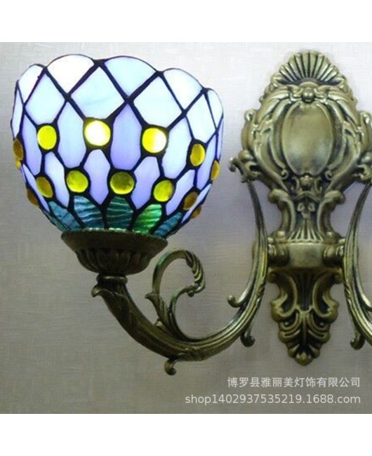 Manufacturer wholesale colored glass lamps Tiffany lighting Mediterranean beads blue minimalist wall lamp mirror headlights