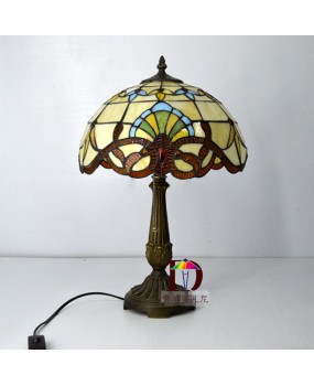 Baohua Tiffany colored glass lighting, European Mediterranean retro lighting, desk lamp, bedside lamp, restaurant bar desk lamp