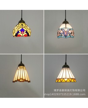 Tiffany colored glass European style villa staircase lights directly sold by lighting manufacturers. Mid floor long chandelier new product promotion