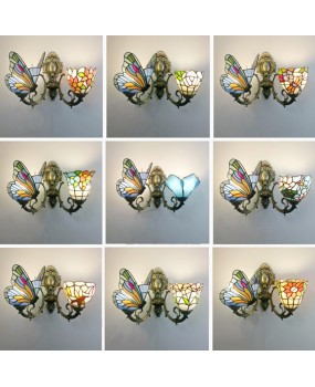 Baohua Tiffany Colored Glass Mediterranean Balcony Corridor Hotel Guest Dining Room Bedroom Bar Smart Wall Light