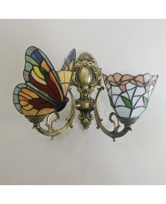 Baohua Tiffany Colored Glass Mediterranean Balcony Corridor Hotel Guest Dining Room Bedroom Bar Smart Wall Light