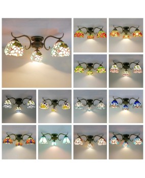 Tiffany Art Light American Country Small Ceiling Light Balcony Mediterranean Light Corridor Countryside Style Multi Head