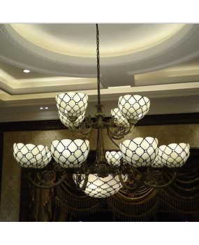 European Tiffany Crystal Engineering Lamp Hotel Lobby Villa Luxury and Atmospheric Pendant Lamp Duplex Living Room Large Pendant Lamp