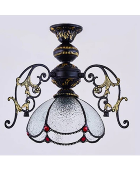 Baohua Tiffany colored lighting glass E27 European Mediterranean Baroque entrance light balcony aisle ceiling