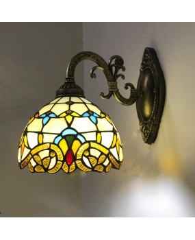 European Tiffany Vintage Color Creative Bathroom Mirror Front Lighting Bedroom Living Room Bedhead Single Head Wall Light Wholesale