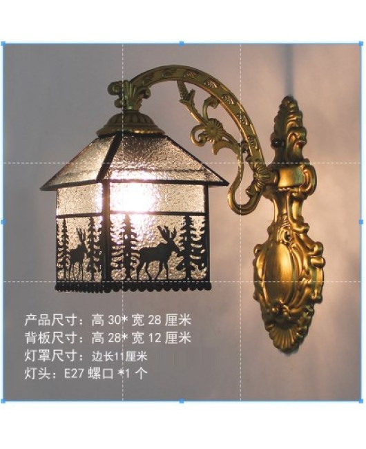 Baohua's new Tiffany glass European Mediterranean minimalist retro bedroom, living room, balcony wall lamp, one piece dropshipping