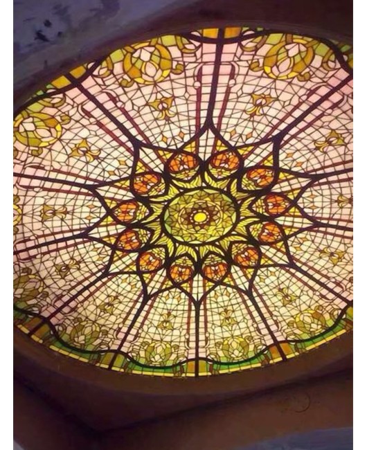 Colorful Church Glass Background Wall Dome Ceiling Art Glass KTV Villa Hotel Clubhouse Decorative Glass