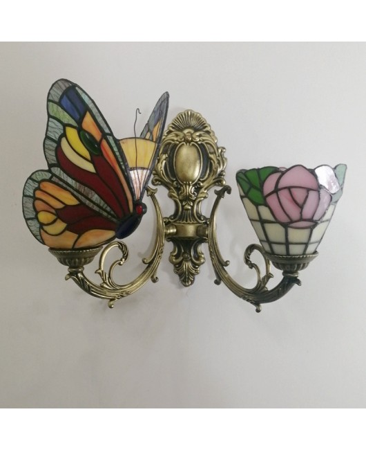 Baohua Tiffany Colored Glass Mediterranean Balcony Corridor Hotel Guest Dining Room Bedroom Bar Smart Wall Light