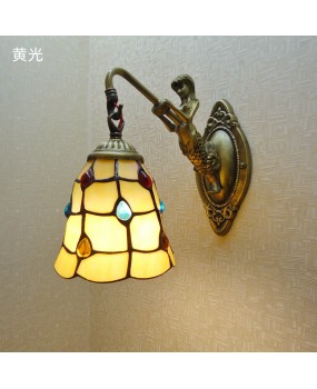 Wholesale bathroom mirror cabinet lamp Tiffany European and American style corridor corridor colorful glass mermaid wall lamp