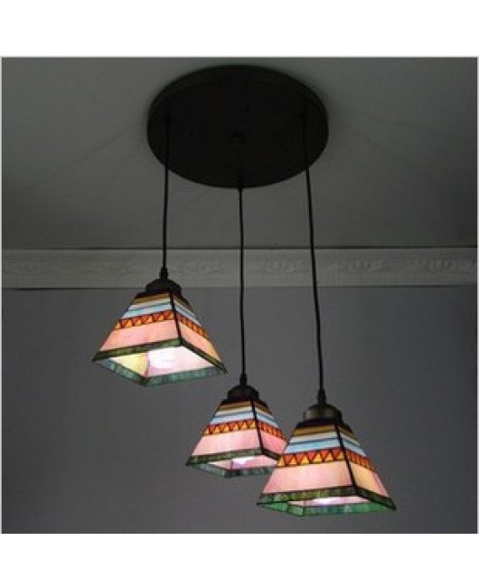 Wholesale foreign trade LED retro personalized creative lighting, dropshipping Tiffany colored glass decorative pendant light