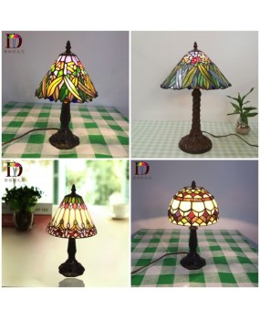 Wholesale of foreign trade lighting fixtures Tiffany colored glass countryside style hotel room resin desk lamp, one piece dropshipping