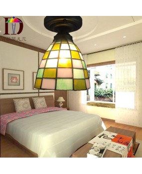 Supply Tiffany corridor balcony lighting wholesale European colored glass restaurant decoration ceiling lights