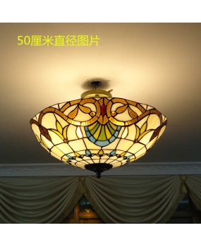 European style ceiling light, living room, bedroom, Baloch Baohua Tiffany colored glass, coffee shop, dining room, engineering pendant light