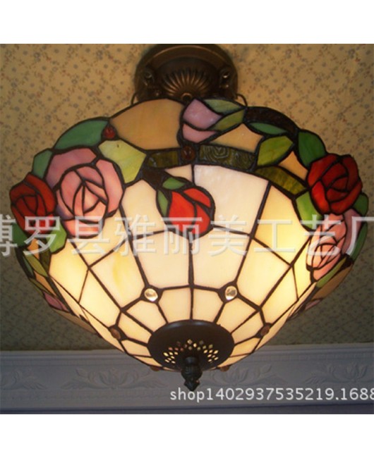 One piece dropshipping Nordic retro rose creative corridor balcony pendant light wholesale Nordic wrought iron personalized creative lighting