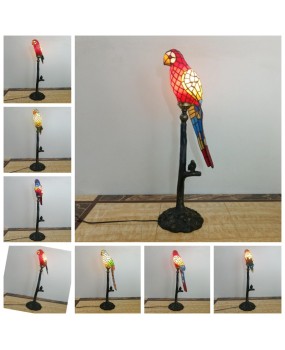 Colorful glass retro lighting Tiffany European resin high-end hotel bedside desk, new parrot desk lamp