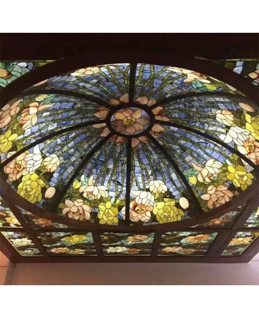 Colorful Church Glass Background Wall Dome Ceiling Art Glass KTV Villa Hotel Clubhouse Decorative Glass