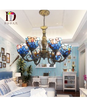 Tiffany Bedroom New Pendant Wholesale Mediterranean Bedroom Pendant Zinc Alloy Iron Art Glass Living Room Lamp Special Offer