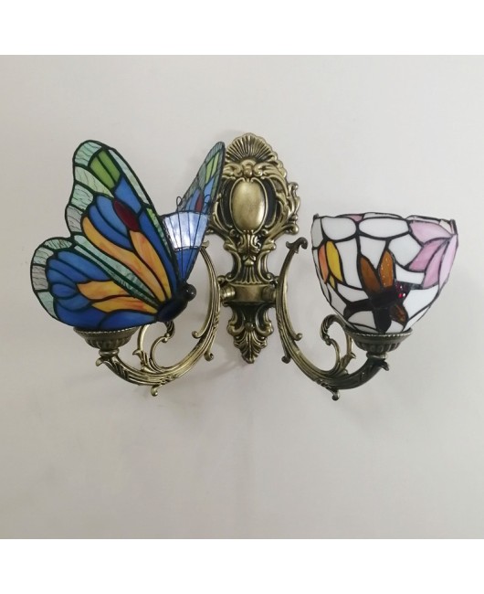 Baohua Tiffany Colored Glass Mediterranean Balcony Corridor Hotel Guest Dining Room Bedroom Bar Smart Wall Light