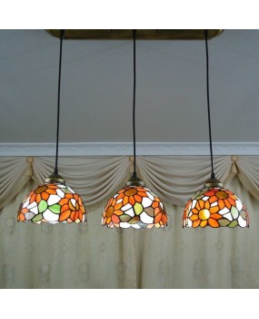 Glass Tiffany Lighting Sunflower Countryside Pendant Bar Restaurant Courtyard Study Balcony 3-piece Pendant Wholesale