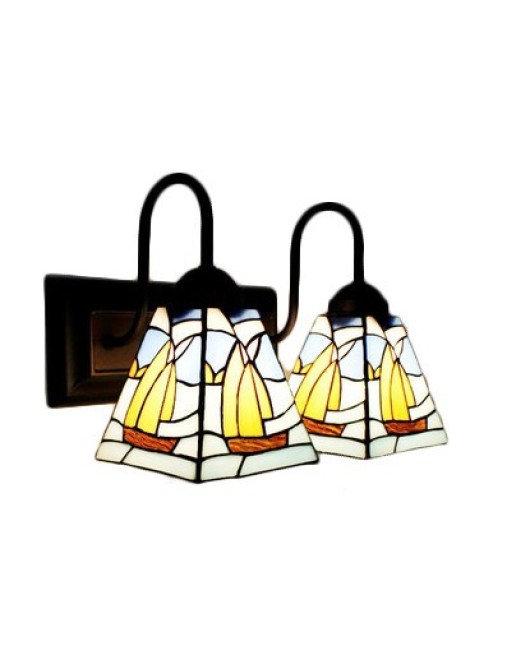 Tiffany glass mirror headlights Mediterranean living room bedroom sailboat wall lights Bed lights LED wholesale one piece dropshipping